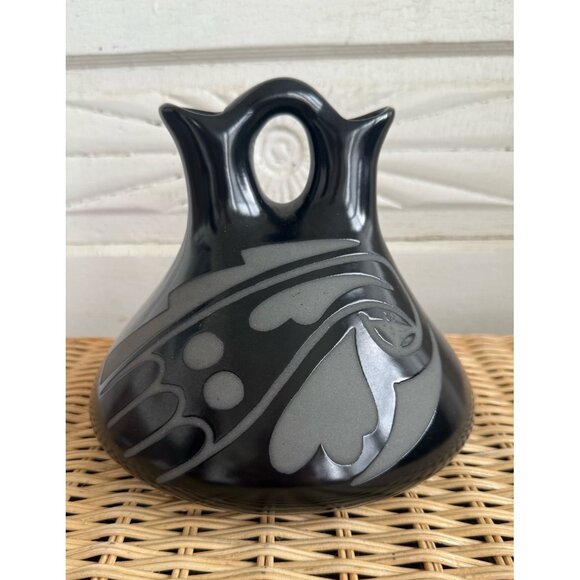 George & Georgene Garrett Other - 80's George & Georgene Garrett Southwest Black Studio Pottery Wedding Vase